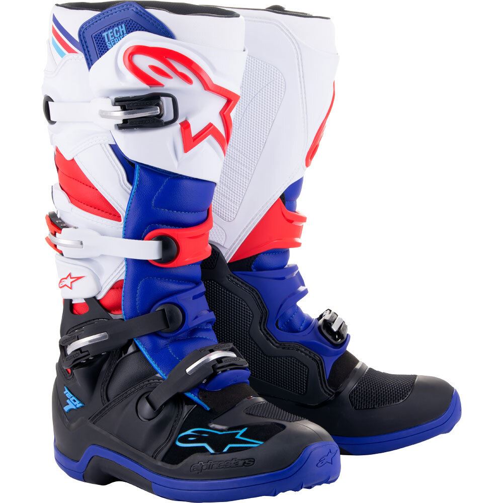 Alpinestars 2024 Tech 7 Motocross Boots Black Dark Blue Red White